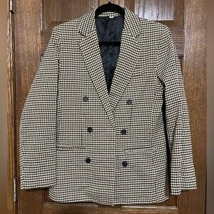 Elegant Black and Cream Houndstooth Blazer